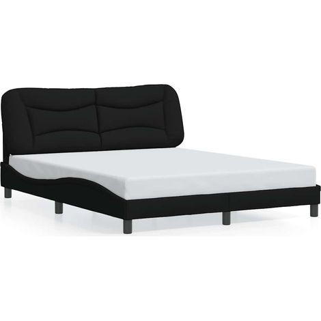 Lit double  Lit adulte  Cadre de lit sans matelas Hvar noir 160x200 cm tissu (1/5)