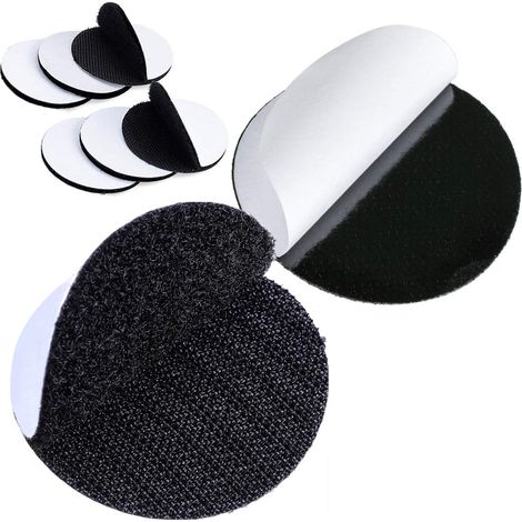 6 Paires 100MM Autocollantes Crochets et Boucles Rond Pastille Adhésif Collant Point Monnaies Arrière pour Travaux de Maison, Bricolage, Travaux Manuels (1/5)