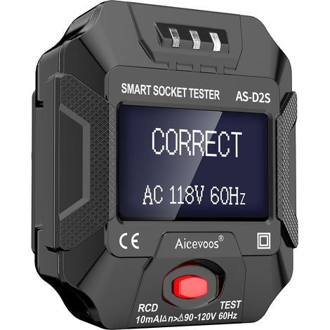 APEX Testeur de prises,testeur de prises différentielles avec écran LCD, analyseur de circuit CA incluant 6 types de diagnostic de pannes (1/5)