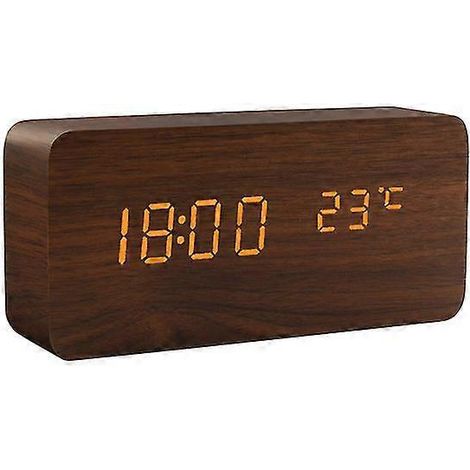 LED-Wecker mit Holzrahmen, Tischuhr, Sprachsteuerung, digitaler Wecker, USB-/AAA-Stromversorgung, elektronischer Desktop-Wecker-Palm wood