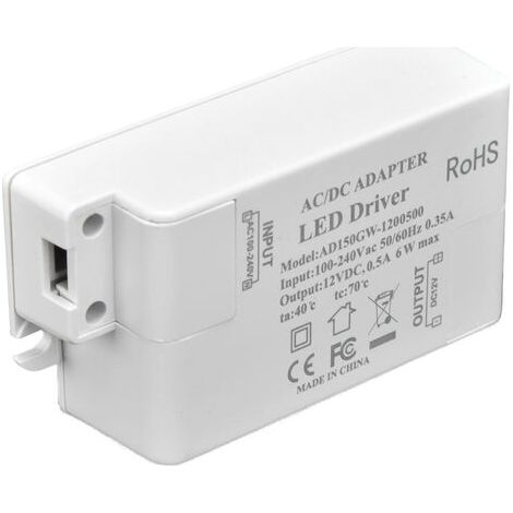 RHG Driver Led 6W Maximum 100 240V Transformateur 12V Tension Constante Driver Transformateur Led 0.5A Convertisseur Convertisseur avec Transformateurs Basse Tension (1/5)