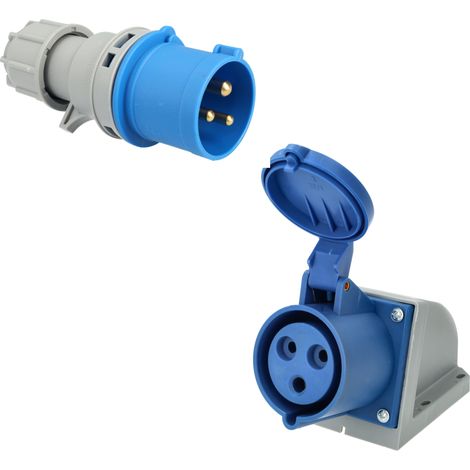 Jandei Connecteur d'alimentation, prise Mur 2P+T 6H 200-250 Vac IP44 (Mâle industrielle 32A + Aérien Femelle 32A) (1/5)