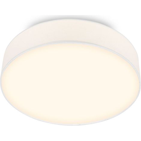 Briloner LED Deckenlampe Stoffschirm Ø38x10,5 cm Rund 24W 2600lm 3000K Warmweiß Weiß - Deckenleuchte Wohnzimmer Schlafzimmer Küche Flur (1/5)