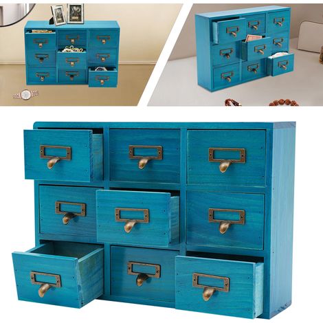 9 Tiroirs Apothicaire Armoire En Bois Bureau Tiroir Organisateur Armoires Commode apothicaire