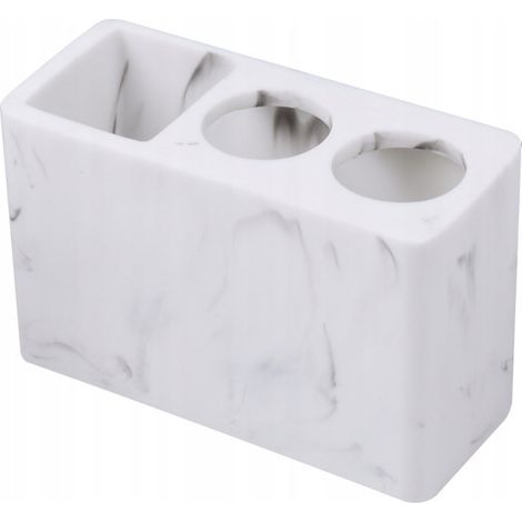 Support Brosse Dents Dentifrice Résine Blanc Salle Bain (1/4)