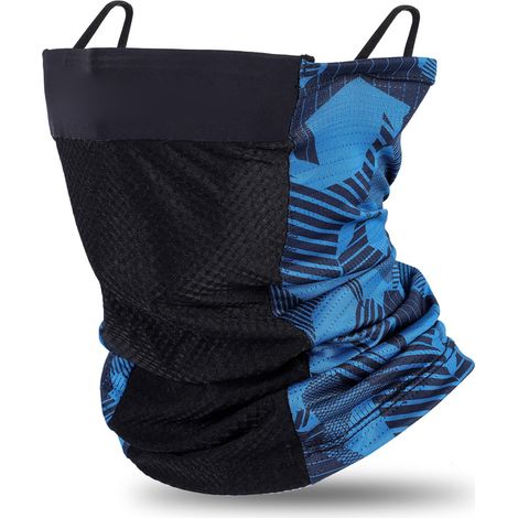 Masque cyclisme été en soie de glace, couvre-visage respirant avec oreillettes, écharpe sportive, équipement sportif, bleu eau, taille unique (1/5)