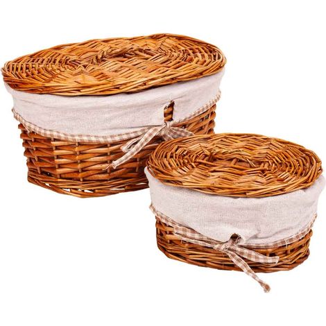 Set 2 cajas de mimbre marrones