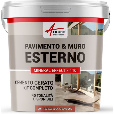 Microcemento per esterni: pavimenti, muri, terrazze, balconi, scale - 2 m² (in 2 strati) Rosa Arancione Papaya - ARCANE INDUSTRIES