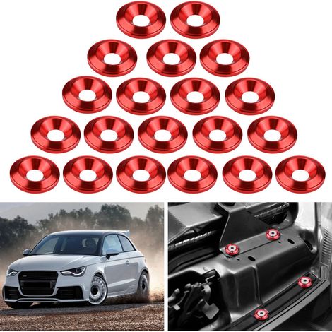 Lot de 20 vis de carrosserie en aluminium rouge pour habillage capot moteur (1/5)