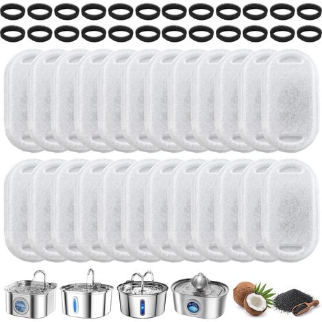 48 Pièces Filtre Fontaine à Eau Chat, Compatible avec 24 Filtres de Rechange (1/5)
