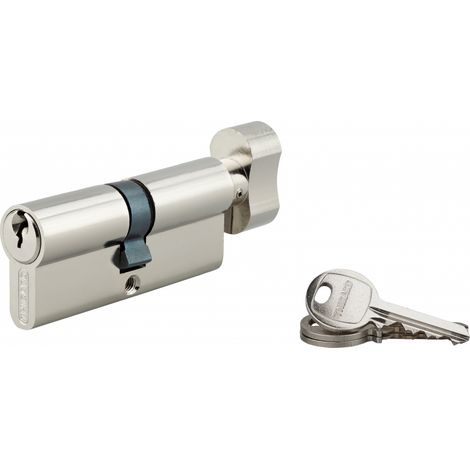 Thirard – Cylindre de serrure à bouton 30 x 40 mm – Nickelé – 3 clés – 5 goupilles – Niveau de sécurité 3/10 – Profil européen