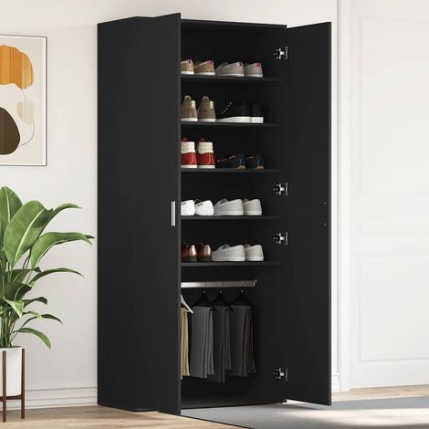 Schuhschrank mit Regal Schwarz 80 x 39 x 178 cm Holzwerkstoff