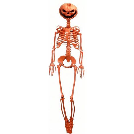 Squelette articulé Summerween à tête de citrouille orange 1 m