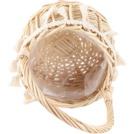 Cesta de flores de mimbre natural para bodas – Cesta rústica de fibras naturales para dulces o regalos – 2 piezas – Marrón (1/5)