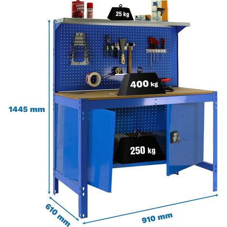 Simonwork BT3 Cabinet 900 Arbeitstisch blau 91 cm