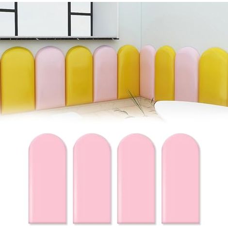 SIENTICE 3D Wall Panels, Padded Wall Panels, Stickers, Waterproof PU Wall Mats (Pink, 20 x 40 cm, 4 pcs per pack)