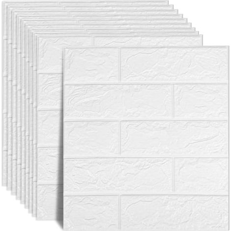 Panneaux Muraux en Briques 3D Peel and Stick Papier Peint Adhesif Mural Mousse PE Imperméable Autocollantes Murales pour Cuisine, Salon, Chambre à Coucher, Buanderie (Blanc, 36 Pièce)