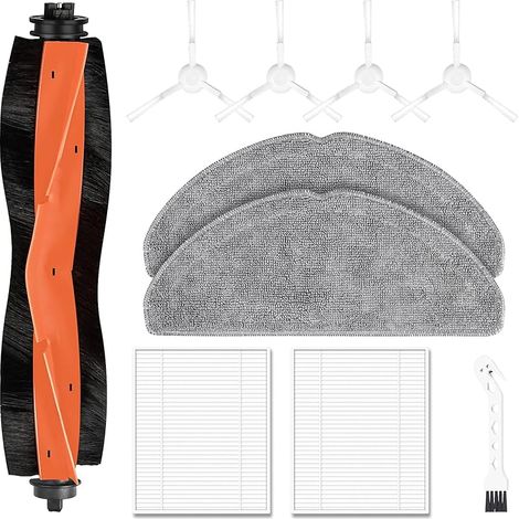 FOREHILL Lot de 10 accessoires pour robot aspirateur Xiaomi S20, 1 brosse principale, 2 tampons de nettoyage, 2 filtres HEPA, 4 brosses latérales, 1 accessoire de nettoyage (1/5)