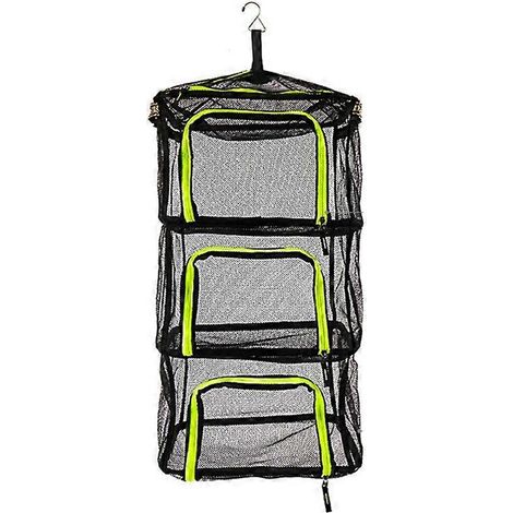 1. Faltbarer Kräutertrocknungsständer für den Außenbereich, 4-lagig, mit seitlichem Haken und Reißverschlussnetz, tragbar für Camping und Lagerung.