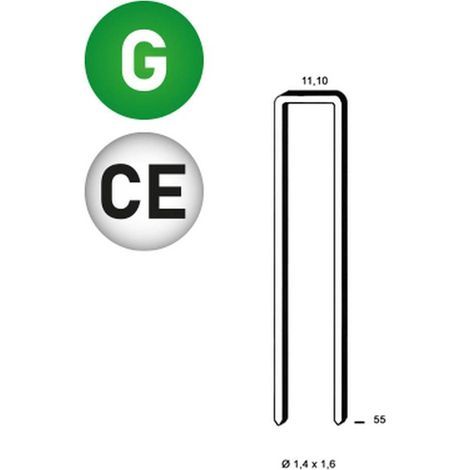 5 000 Agrafes Galvanisées 12 Microns Z-55 - 11.1x55x1.4x1.6 mm - 6Z - D-Work