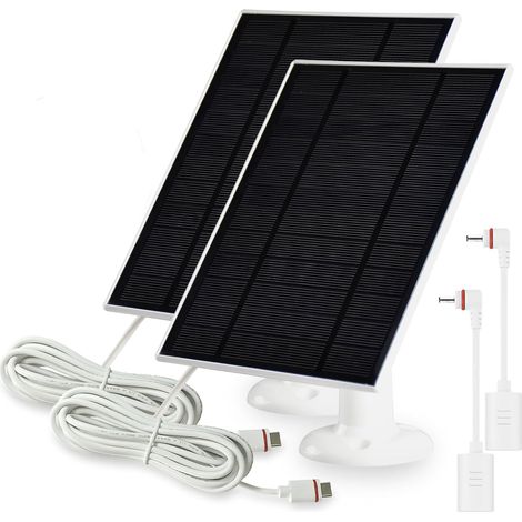 Solarpanels für Ring Stick Up Cam/Pro Akkus und Ring Spotlight Cam Plus/Pro Akkus, 2er-Pack, mit USB-C-auf-Netzteil-Adapter. (1/5)