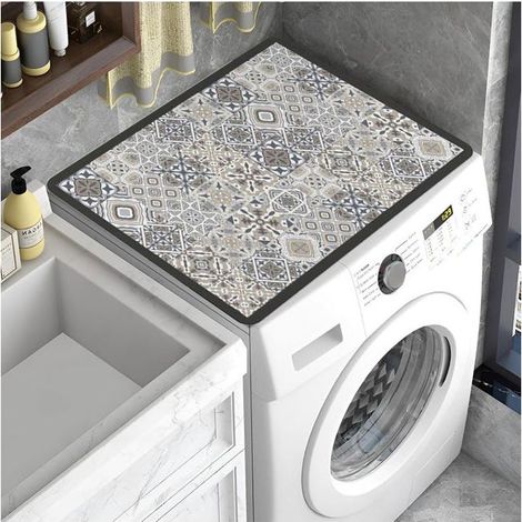 Housse de Machine à Laver,60x60 cm Tapis de Protection Antidérapant pour Dessus de Machine à Laver,pour Machine à Laver,Sèche-Linge,Cuisines (1/5)