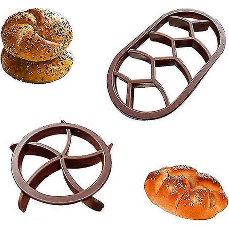 Ensemble de moules à pain, emporte-pièces pour la cuisson de petits pains, moules à pâtisserie en plastique, tampons ronds et ovales, moules à pain classiques pour la cuisson. (1/5)