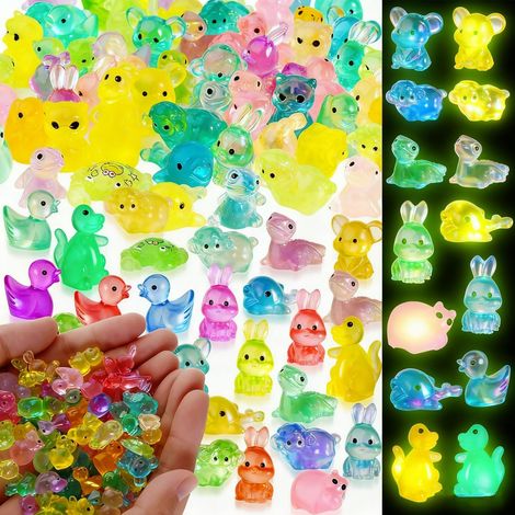 Mini Figurine, 60 Pièces Mini Figurines d'animaux Lumineuses Décorations Animaux Miniatures en Résine pour Micro-paysage de Maison de Poupée, Jardin, L'aquarium (1/5)