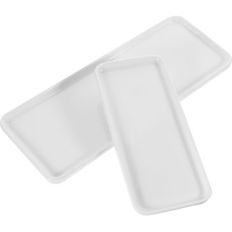 Plateaux de Salle de Bain en Céramique Blanche Plateau Multifonctionnel Stable Lot de 2 pour Cosmétiques et Bijoux, pour Salle de Bain et Meuble Lavabo'-'- (1/5)