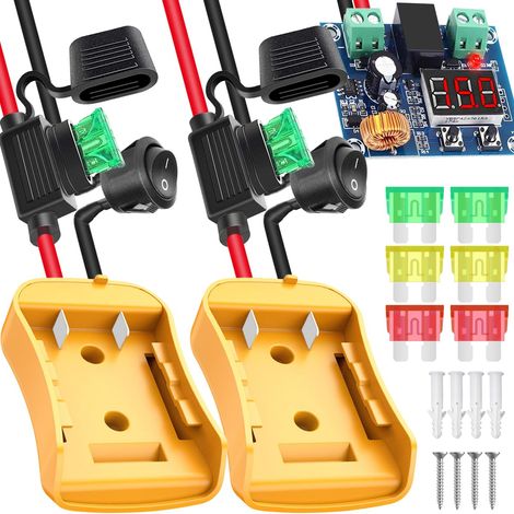 2 Adaptateur batterie 20V 18V, convertisseur de puissance pour bricolage, lumière RC Truck Car, avec faisceau de câbles 12AWG, interrupteur et fusible (1/5)