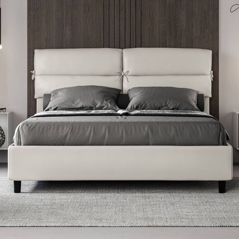 Letto matrimoniale contenitore NANDY bianco con rete a doghe (1/3)