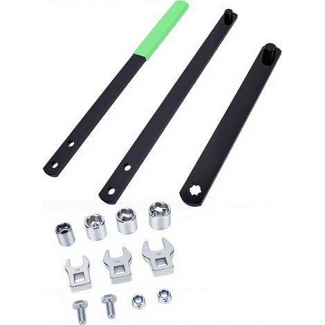 Kit d'outils de Courroie Serpentine, Ensemble d'outils de Tendeur de Courroie en Acier CRV avec 3 8 et 1 2 Douilles 'entraînement, 2 Clés et Barre 'Extension, pour l'entretien des (1/5)