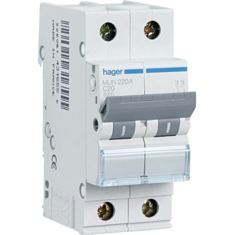 HAGER MUN516A Interruptor automático 1P+N 16A curva-C 6kA