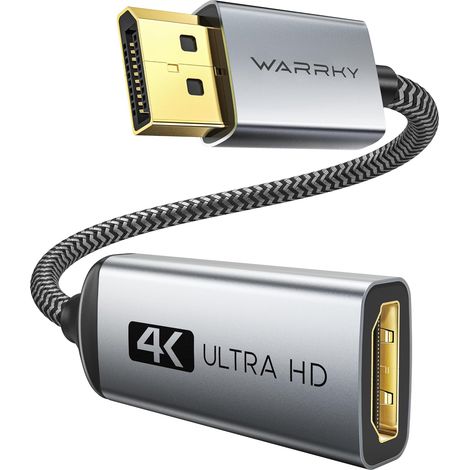 4K Adaptateur DisplayPort vers HDMI, Convertisseur DP HDMI - Gris (1/5)