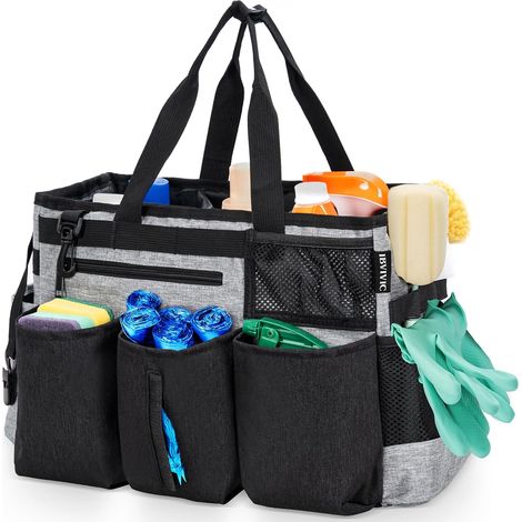 Bolsa de limpieza portátil para suministros de limpieza,bolsa de limpieza de gran capacidad, organizador,bolsa de limpieza de cocina simple,bolsa de almacenamiento para suministros de limpieza, gris (1/5)