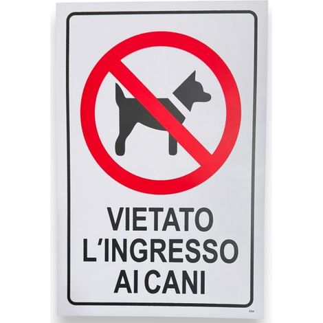Cartello Vietato Ingresso ai Cani 30x20 cm con Adesivi Posteriori 61906