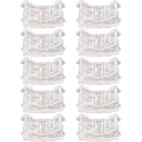 Lot de 10 connecteurs COB pour ruban LED, 2 broches, 8 mm, transparents et sans soudure, pour la maison, le bureau ou l'école.