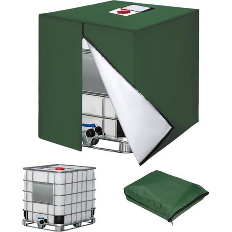 Serbatoi IBC da 1000 litri con protezione UV – copertura impermeabile in tessuto 210D – verde – 120 × 100 × 116 cm