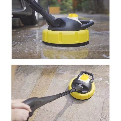 Brosse pour nettoyeur haute pression, brosse pour sols et dalles, brosse pour terrains et sols extérieurs avec flacon à détergent, compatible avec Kärcher deng ALOVEZ