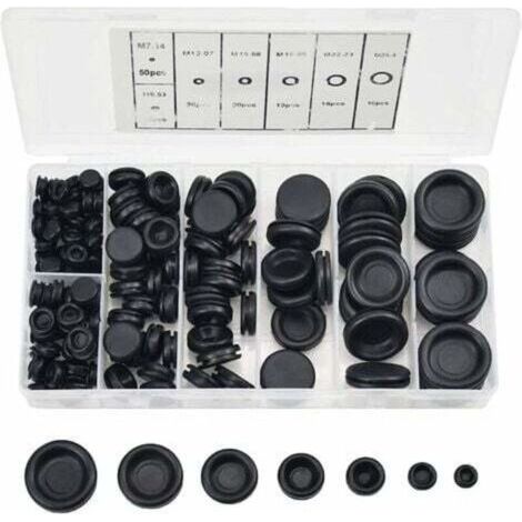 170 tapones de goma, 7 tamaños, pasacables de goma, tapones para orificios con estuche organizador, kit de sellado de anillos para cables eléctricos para bomba de manguera de agua de coche