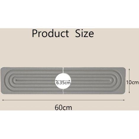 Tapis de cuisine absorbant, terre de diatomées, anti-éclaboussures, séchage rapide, convient pour évier de cuisine(gris, 60 x 10 cm) (1/4)