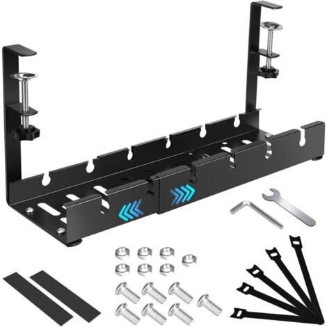 Cable Management, Gestion Cable Bureau sans Perçage, Rétractable de 30,5cm à 55cm, Kit Cable Management, Organisateur de Cabl (1/4)