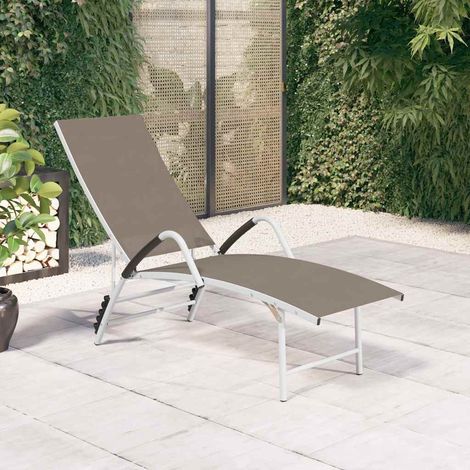 Chaise longue-Bain de soleil-Transat de relaxation Textilène et aluminium Taupe 431473 (1/5)