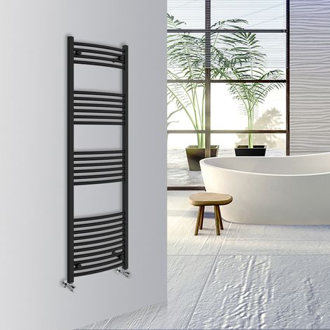 WarmeHaus Curved Bathroom Heated Towel Rail 1600x500mm Black