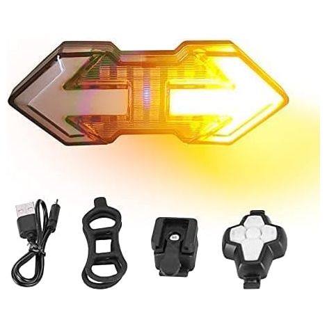 Indicatori di direzione per bicicletta, fanali posteriori per bicicletta con indicatori di direzione, fanali posteriori a LED per bicicletta ricaricabili tramite USB da 120 lumen, telecomando wireless (1/5)