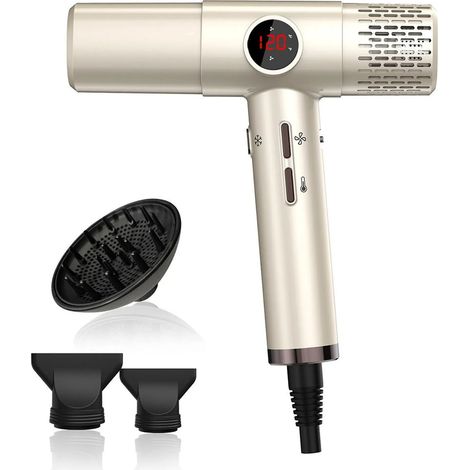 Dieser ultraleichte Haartrockner mit Diffusor und bürstenlosem Motor sorgt mit 1800 Watt Leistung für glänzendes, glattes und frizzfreies Haar. (1/5)