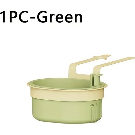Panier suspendu pour lavabo – Vidange en un clic – Sans installation – Filtre amovible – Organiseur multifonctionnel – Vert (1/5)