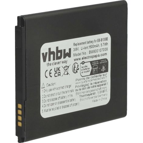 vhbw Akku kompatibel mit Samsung Galaxy SM-J105F/DS, SM-J105B/FDS, SM-J105B/DS, SM-J105B Handy Smartphone Telefon (1500 mAh, 3,8 V, Li-Ion) (1/5)