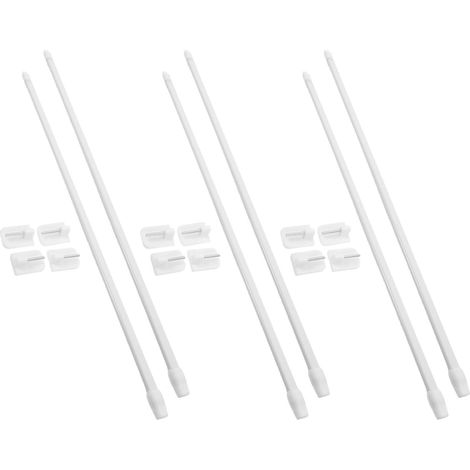 6 Pièces Tringle à Rideau de Extensible Blanche en Plastique, Réglable sans Perçage, pour Petits Espaces et Buanderie, Installation Facile et Support Robuste (1/5)