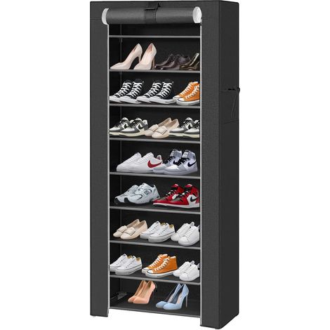 Meuble de rangement pour chaussures, design gain de place, assemblage facile, couleur noire (1/2)